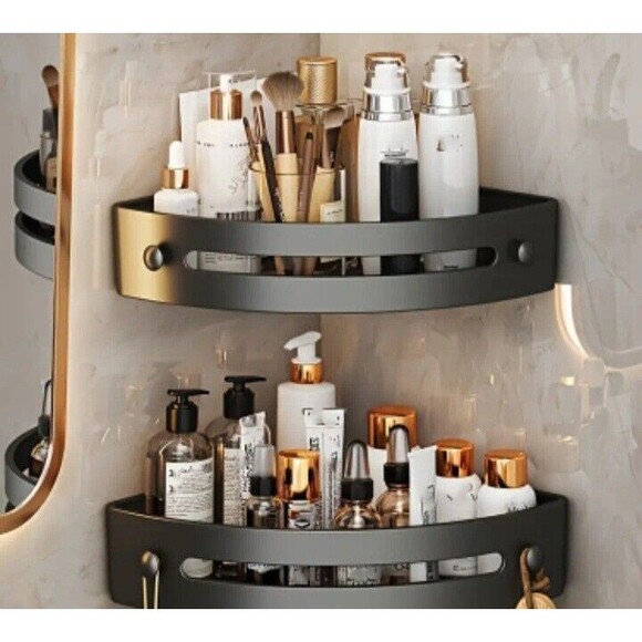 2 PCS (Shower Shelves)-(Bathroom Storage Rack)-(Plastic)-(Black)-(New)-$15.00 - Picture 11 of 11